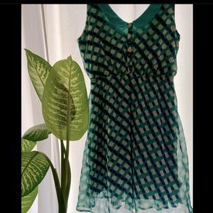 Xhilaration Women Green Polka Dot Dress M